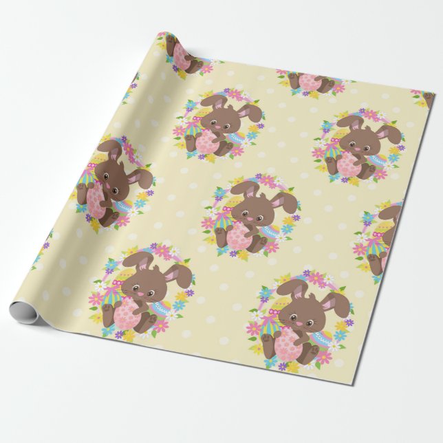 PAPEL DE REGALO COLORIDOS CHOCOLATE BUNNIES Y HUEVOS (Desenrollado)