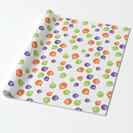Papel De Regalo Coloridos Lollipops Halloween Blanco Seamless