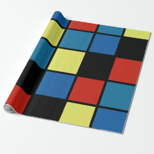 Papel De Regalo Coloridos mosaicos de moda azul amarillo rojo