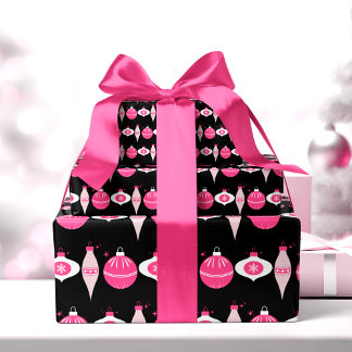Papel De Regalo Coloridos Navidades De Color Rosa Y Negro Envuelto