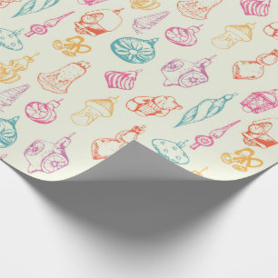 Papel De Regalo Coloridos navidades juguetes dibujados a mano