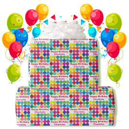 Papel De Regalo Coloridos puntos Añadir nombre de destinatario Fel