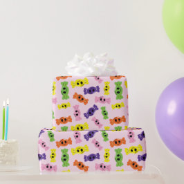 Papel De Regalo Coloridos y espeluznantes caramelos de Halloween P