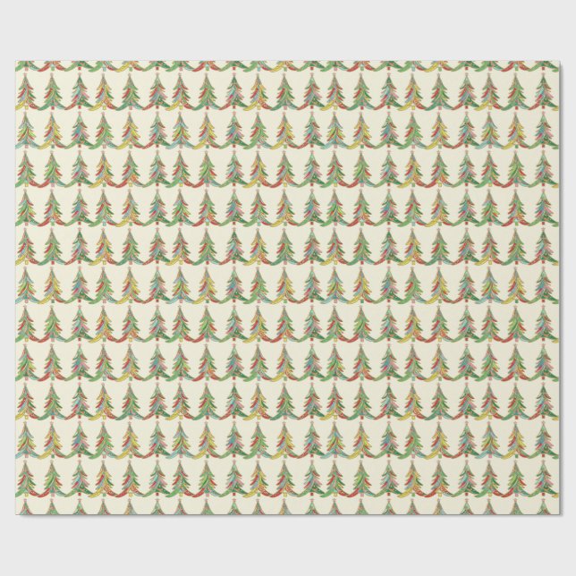 Papel De Regalo Colourful Christmas Trees Festive (Superficie plana)