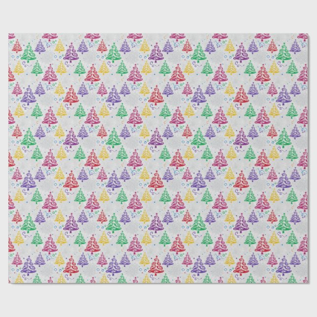 Papel De Regalo Colourful Christmas Trees Xmas (Superficie plana)