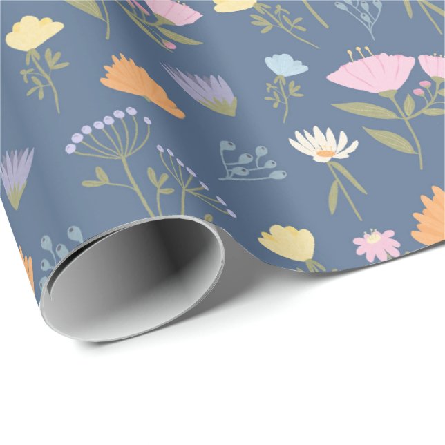 Papel De Regalo Colourful meadow on blue (Esquina del rollo)