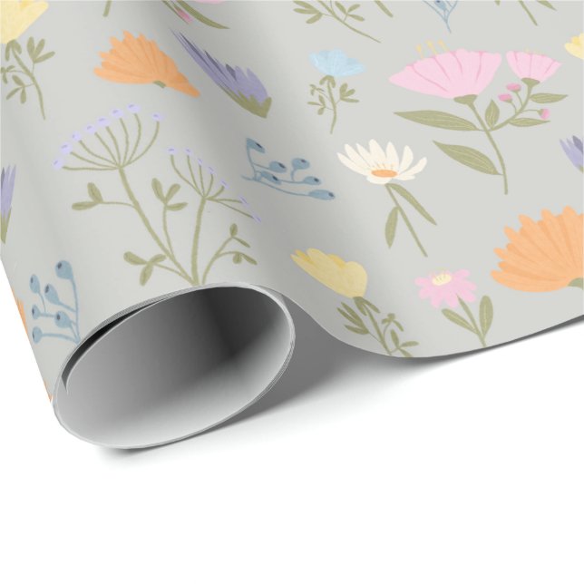 Papel De Regalo Colourful meadow on grey (Esquina del rollo)