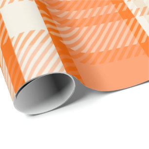 Papel De Regalo Combinación de color naranja y crema única y impre