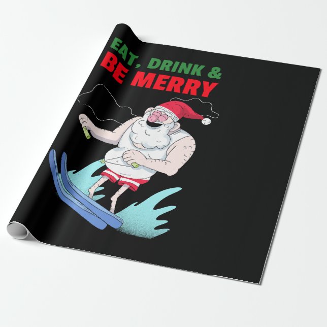 Papel De Regalo Come, Bebe y Alégrate Navidad (Desenrollado)