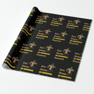 Papel De Regalo Comer Dormir Ir Plátanos Repetir Divertido Lindo A