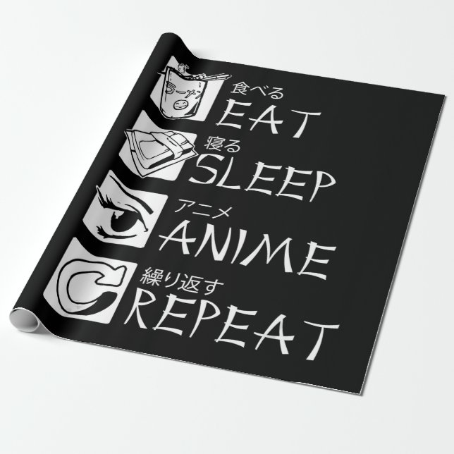 Papel De Regalo Comer Sleep Anime Repetir Idea de Regalo Cosplayer (Desenrollado)