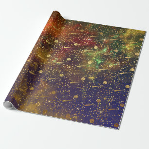 Papel De Regalo Cometas celestiales del firmamento del confeti de