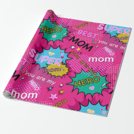Papel De Regalo Cómic de Super Heroe Mamá
