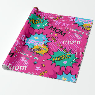 Papel De Regalo Cómic de Super Heroe Mamá