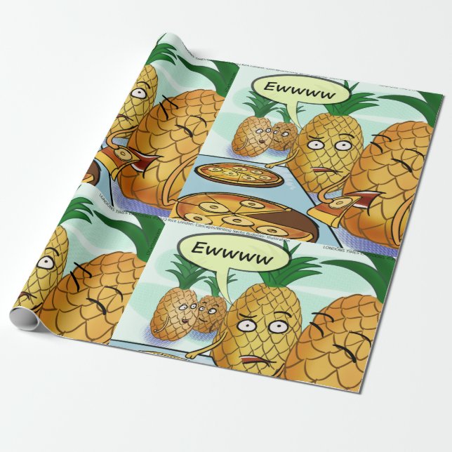 Papel De Regalo Cómic divertido LTCartoons Pineapple Pizza (Desenrollado)