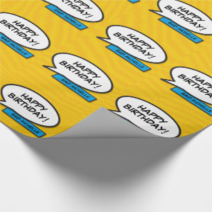 Papel De Regalo Cómic personalizado de FELIZ CUMPLEAÑOS en Pop Art