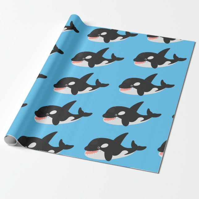 Papel De Regalo Cómico asesino ballena orca personalizado lindo il (Desenrollado)