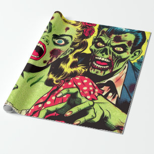 Papel De Regalo Comics retro de parejas zombi