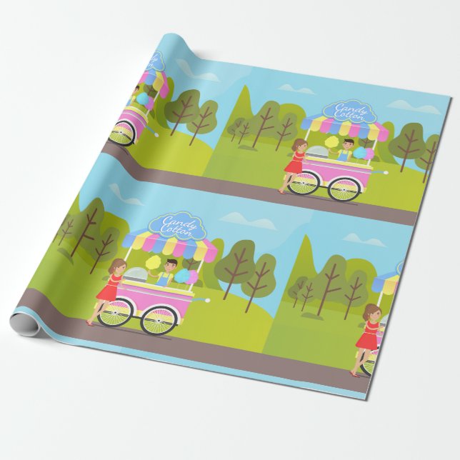 Papel De Regalo Comida Callejera de Algodón de Azúcar (Desenrollado)