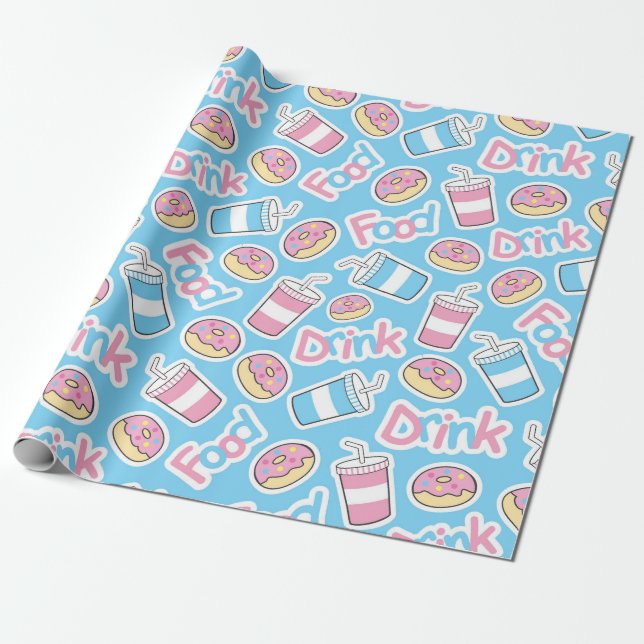 Papel De Regalo Comida chatarra (Desenrollado)