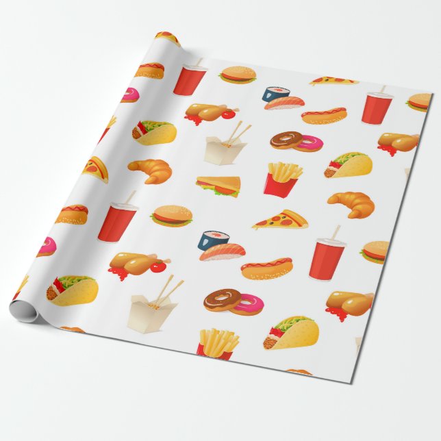 Papel De Regalo Comida chatarra (Desenrollado)