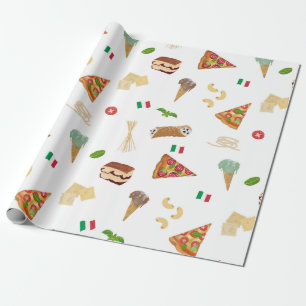 Papel De Regalo Comida Italiana Pizza Pasta Tiramisu Patrón