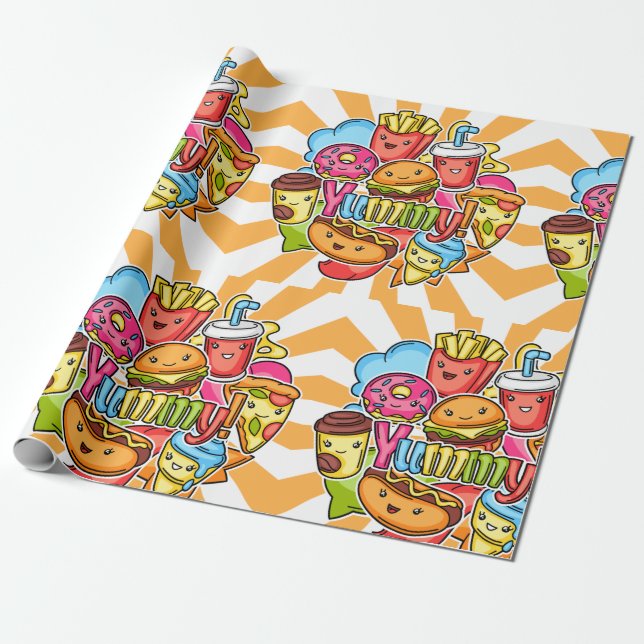 Papel De Regalo Comida rápida deliciosa (Desenrollado)