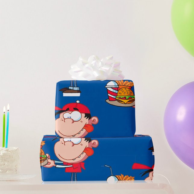 Papel De Regalo Comida rápida infantil divertida, hamburguesa, fri (Subido por el creador)