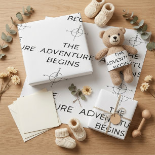 Papel De Regalo Comienza La Aventura Anuncio De Nuevo Bebé Adorabl