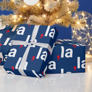 Papel De Regalo Comma La kamala pronunciación divertida azul rojo 