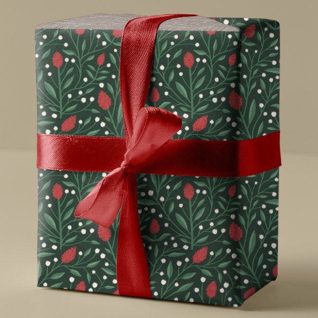 Papel De Regalo Cómodo patrón clásico de Navidades florales (Subido por el creador)