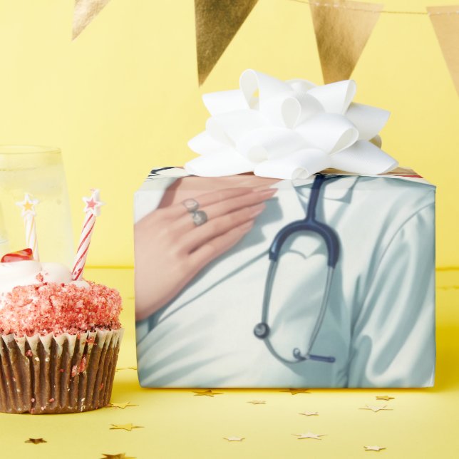 Papel De Regalo Compassionate Nurse – Elegant Floral Art Illustrat (Fiesta de cumpleaños )