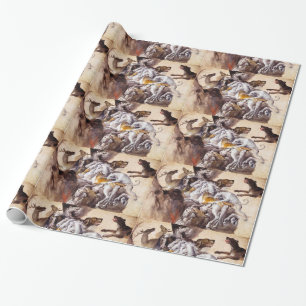 PAPEL DE REGALO COMPOSICIÓN CON ANIMALES, CABALLOS DE LECTURA, DER
