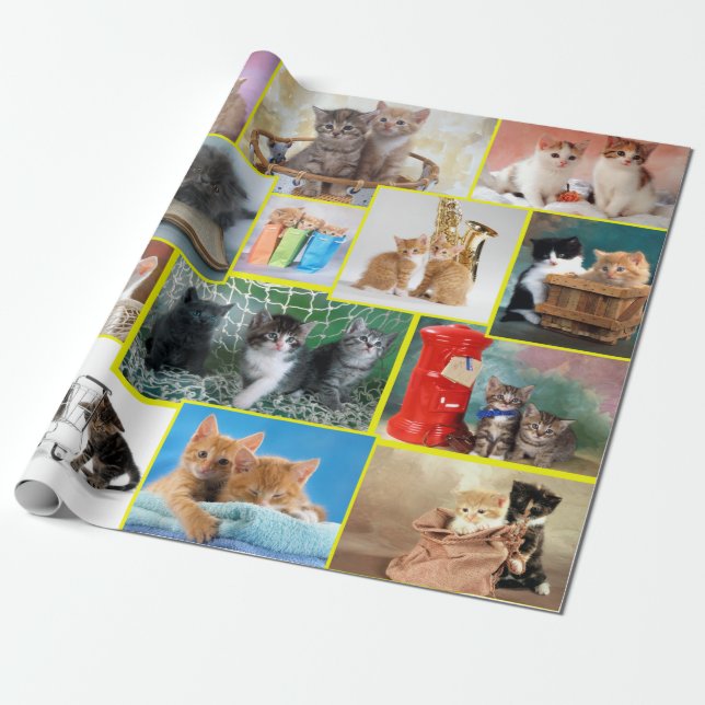 Papel De Regalo Composición de gatitos recortados (Desenrollado)
