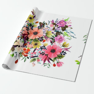 Papel De Regalo Composición del boho acuarela. Un gran ramo de wi
