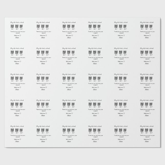 Papel De Regalo comprar novia una bebida escanear código QR gracia (Superficie plana)