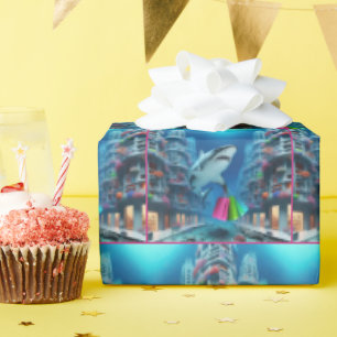 Papel De Regalo Compras de tiburón en el centro subacuático