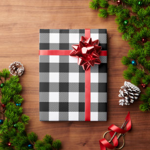Papel De Regalo Comprobación de búfalo en blanco y negro