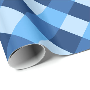 Papel De Regalo Comprobación de búfalo grande, tonos de azul denim