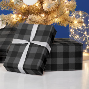 Papel De Regalo Comprobación de búfalo gris y negro