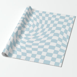 Papel De Regalo Comprobación de cheques retro retro blanco azul cl