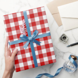 Papel De Regalo Comprobación de Gingham rojo y blanco