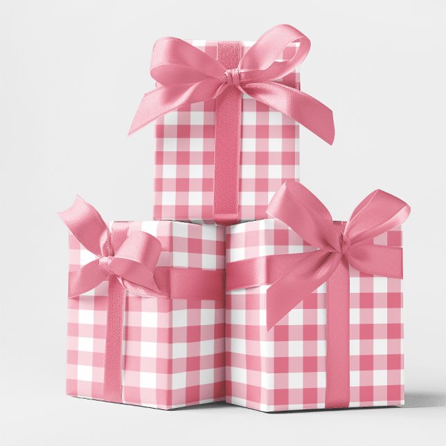 Papel De Regalo Comprobación de Gingham rosa de 2 pulgadas (Pink Small 2 Inch Gingham Check Wrapping Paper)