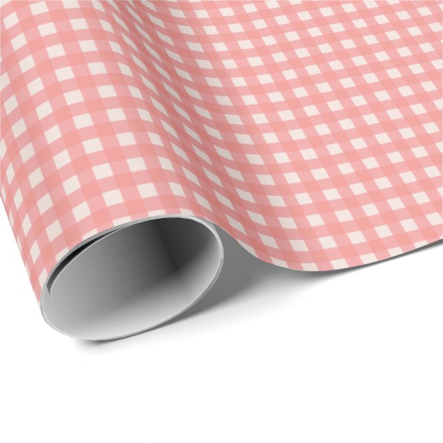 Papel De Regalo Comprobación de gingham rosa suave (Esquina del rollo)