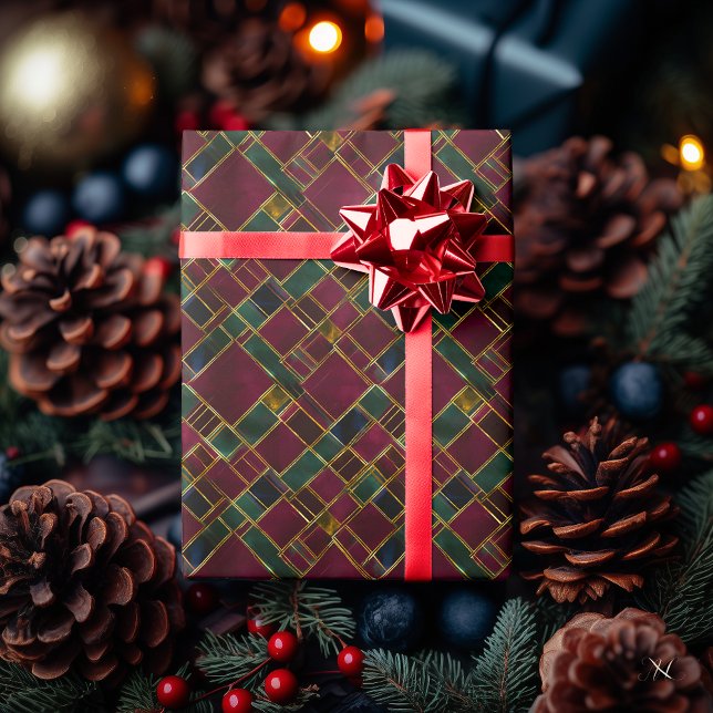 Papel De Regalo Comprobación de la placa geométrica de borgoña, ve (Subido por el creador)