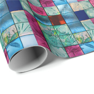 Papel De Regalo Comprobación de zinnia multicolor de vidrio mancha
