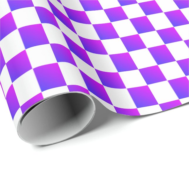 Papel De Regalo Comprobación púrpura y blanca (Esquina del rollo)