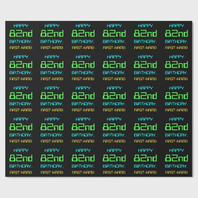 Papel De Regalo Computación digital divertida tema 82 cumpleaños (Superficie plana)