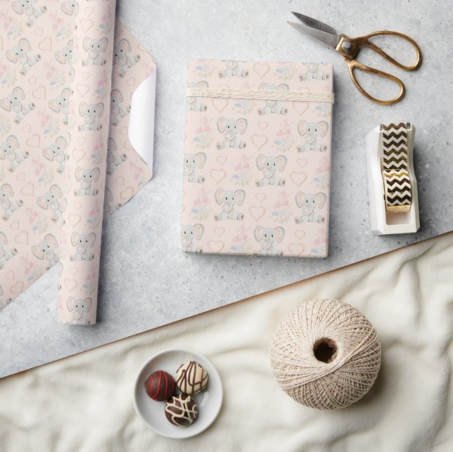 Papel de Regalo con Acuarela de Elefante Adorable  (Artesanía)