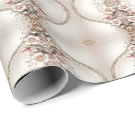 Papel de Regalo con Adornos Florales y Perlas